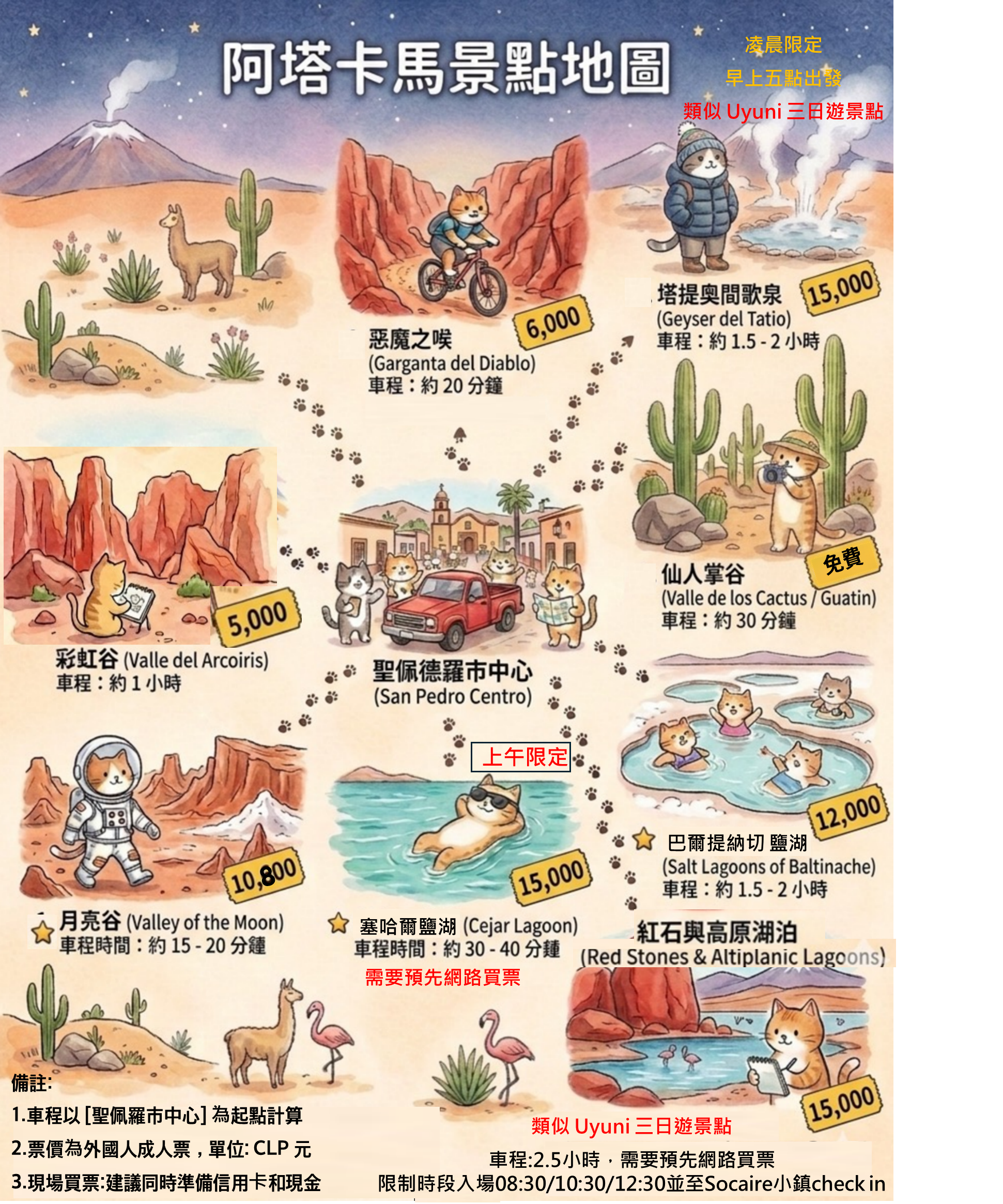 阿塔卡馬的景點地圖