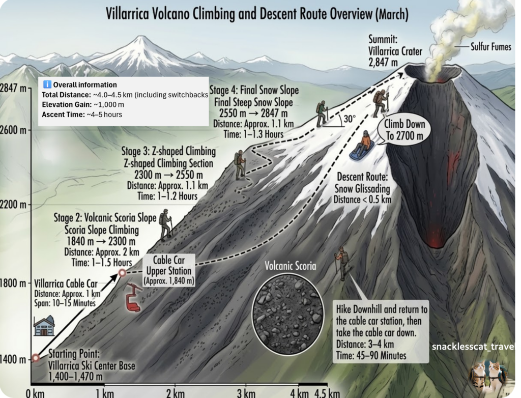 Villarrica volcano route (March)