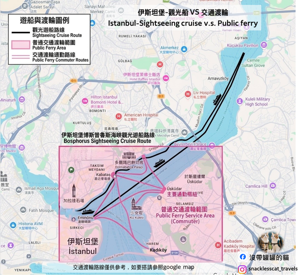 伊斯坦堡-觀光船 VS 交通渡輪
Istanbul-Sightseeing cruise v.s. Public ferry
