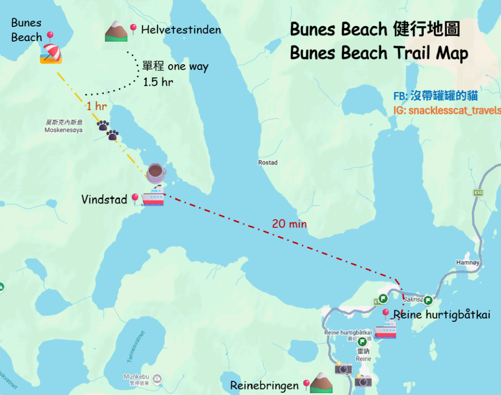 Bunes Beach 健行地圖 Bunes Beach Trail Map